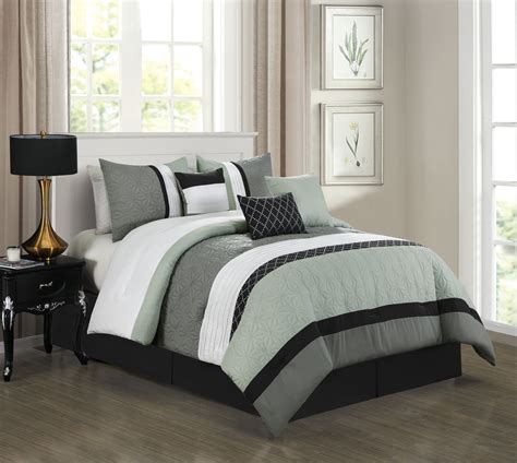 HGMart Bedding Comforter Set Bed In A Bag - 7 Piece Luxury Striped 