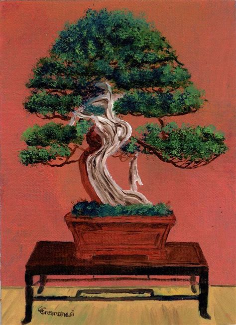 Bonsai Tree Painting By Gianluca Cremonesi