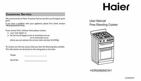 HAIER HOR54B5MCW1 USER MANUAL Pdf Download | ManualsLib