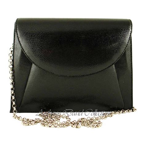 Black Leather Envelope Style Day Bag Clutch Purse