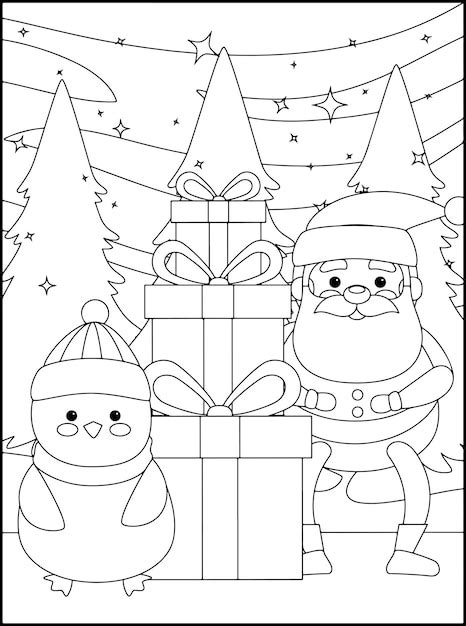 Dibujos De Navidad Para Colorear Para Ni Os Vector Premium