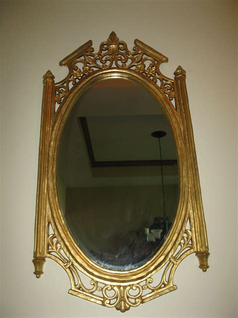 Ornate Gold Syroco Wall Mirror Oval Shape Plastic