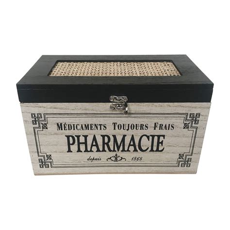 A Wooden Box With The Words Pharmacy Written On It And An Ornate Border