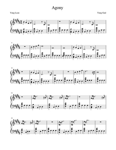 Agony Yung Lean Sheet Music For Piano Solo Easy