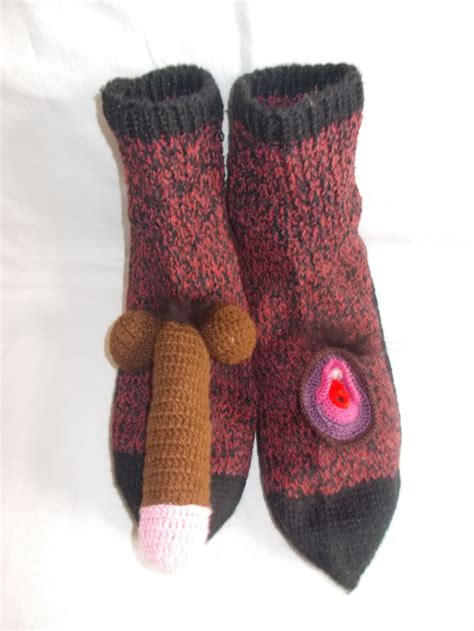 Crochet Penis Socks Sexy T Bachelor Groom Knitted Vagina Etsy