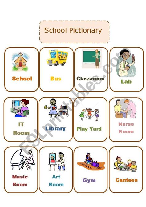 School Pictionary Cards Of Palces In The School Esl Worksheet By Moon22