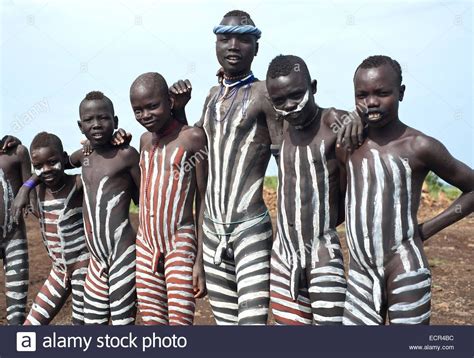 Download This Stock Image Boys Belonging To The Mursi Tribe Ethiopia
