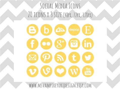 Social Media Icons Set Yellow By Msvampireyuki On Deviantart