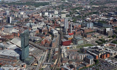 Aeroengland Panoramic Cityscape Aerial Photograph Manchester England Uk