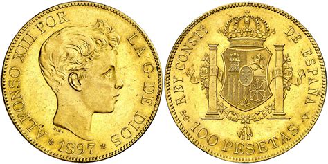 18971897 Alfonso Xiii Sgv 100 Pesetas Cal Aureo And Calicó