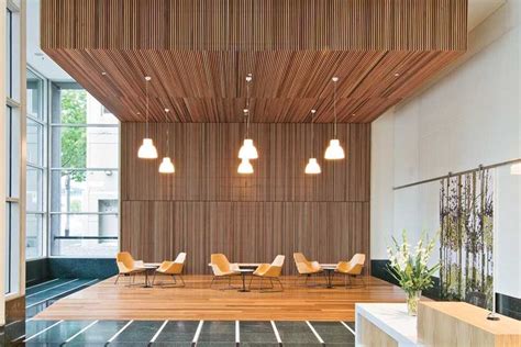 Timber Panelling Commercial Lobby Double Height Space Masterful