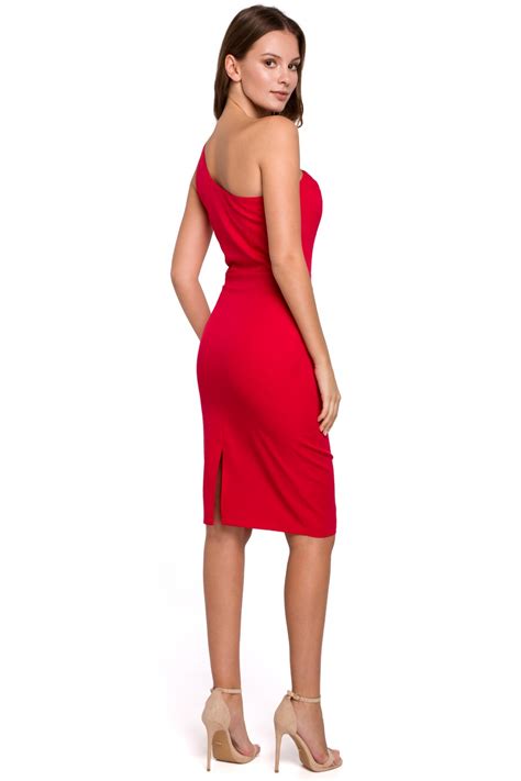 Czerwona Sukienka Na Wieczór Panieński - Ołówkowa sukienka na jedno ramię czerwona |Sukienki wieczorowe| Sklep