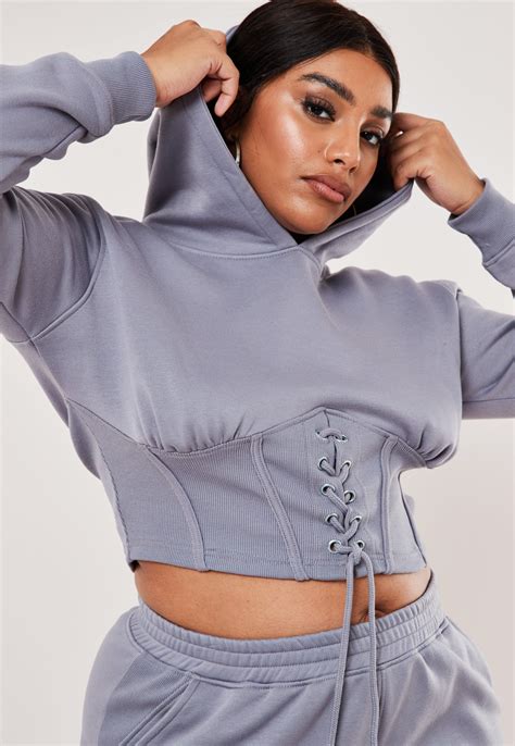 Plus Size Gray Lace Up Corset Hoodie Sponsored Gray Aff Size