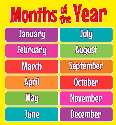 Months Of The Year For Kids Printable
