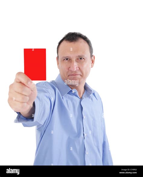 Young Businessman Is Showing A Red Card Stock Photo Alamy