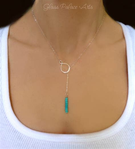 Turquoise Y Necklace Beaded Lariat With Genuine Turquoise Turquoise