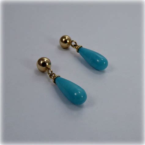 Ct Gold Turquoise Drop Earrings Mr Allan Jewellers