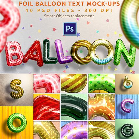 realistic balloon text mockups