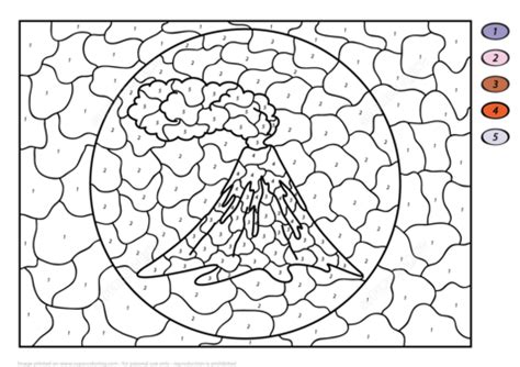 Print this coloring page (it'll print full page). Volcanic Eruption Color by Number | Free Printable ...