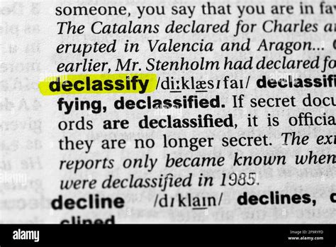 Highlighted Word Declassify Concept And Meaning Stock Photo Alamy
