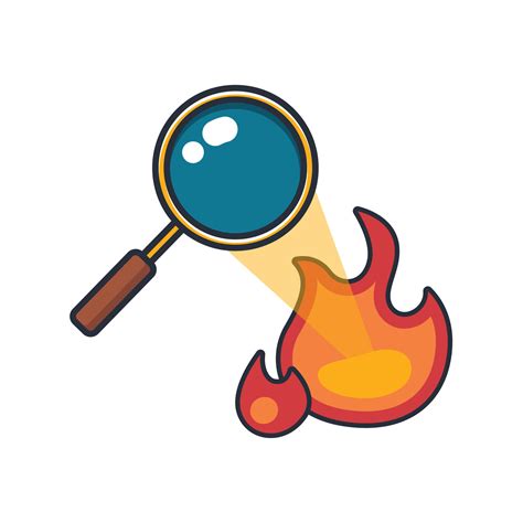 Collection Colored Thin Icon Of Fire Making With Magnifying Glass Science Concept Vector