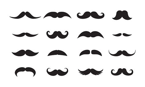 Men Mustache Styles Black Vector Icons Set Stock Illustration