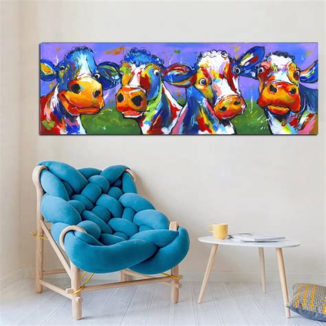 Wangart Poster Cute Cow Wall Art Decor Print Abstract Pictures Modern