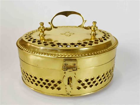 Vintage Large Oval Brass Betle Nut Box Hinged Trinket Jewelry Box Memorable Shop