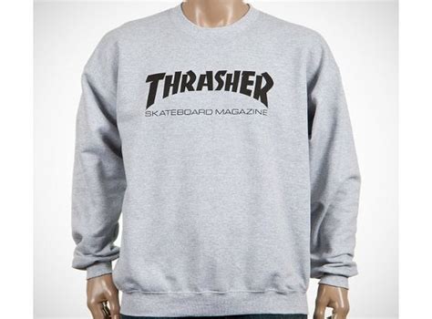 Thrasher Skateboard Skate Mag Logo Heather Grey Crew Sweater Quick Find