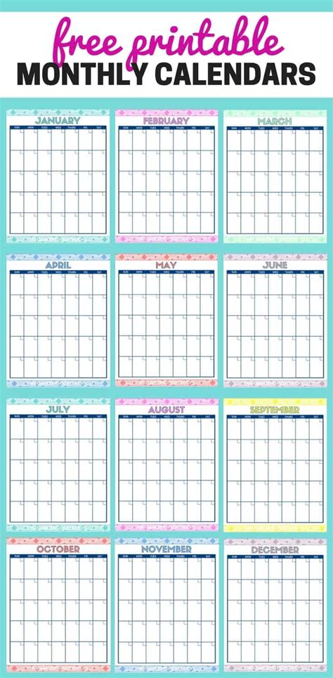 Cute Free Printable Monthly Calendars C59