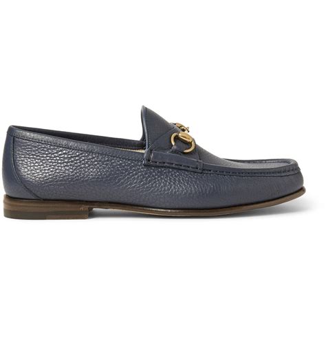 Gucci Horsebit Grained Leather Loafers In Blue For Men Lyst