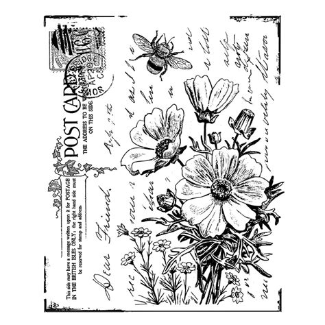 Crafty Individuals Ci 302 Floral Postcard Art Rubber Stamp 70mm X