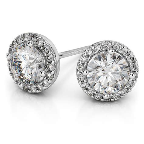 Halo Diamond Earrings In White Gold 1 Ctw