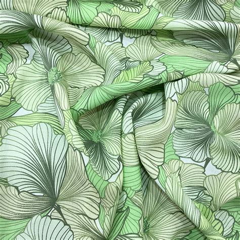Green Floral Printed Viscose Fabric — Tissus En Ligne