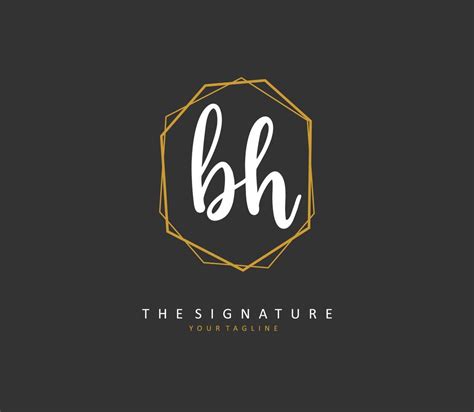 B H Bh Initial Letter Handwriting And Signature Logo A Concept