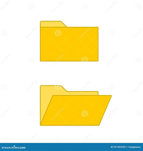 Yellow Folder Icon Isolated On White Background Closed And Open Folder