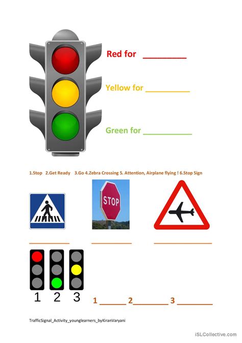Traffic Signal And Pedestrian Signs English Esl Worksheets Pdf And Doc