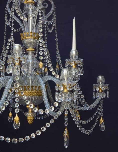 Twelve Candle Branch Cut Glass And Gilded Chandelier By Osler Denton