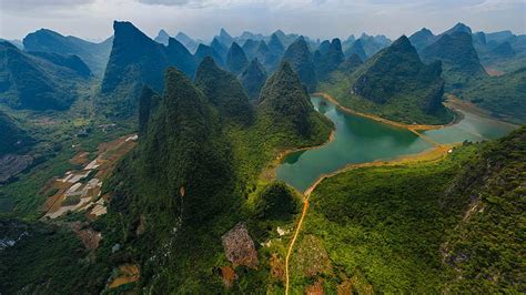 Hd Wallpaper Green Mountains River China Guilin And Lijiang River