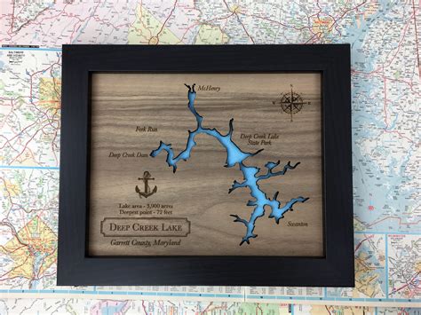 Wooden Lake Map Art Customized With Any Lake In The World