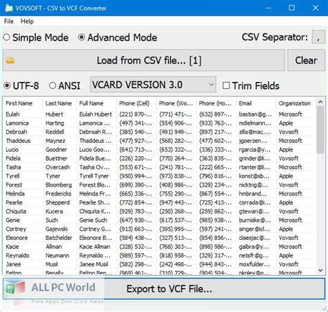 Vovsoft Csv To Vcf Converter 3 Free Download Allpcworld