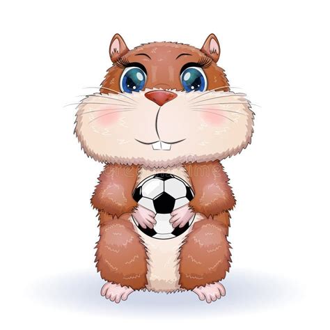 Cute Hamster With Soccer Ball Game Hamster Cartoon Characters Funny