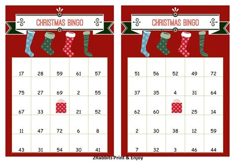 40 Printable Christmas Bingo Cards Prefilled By 2rabbitsprintenjoy