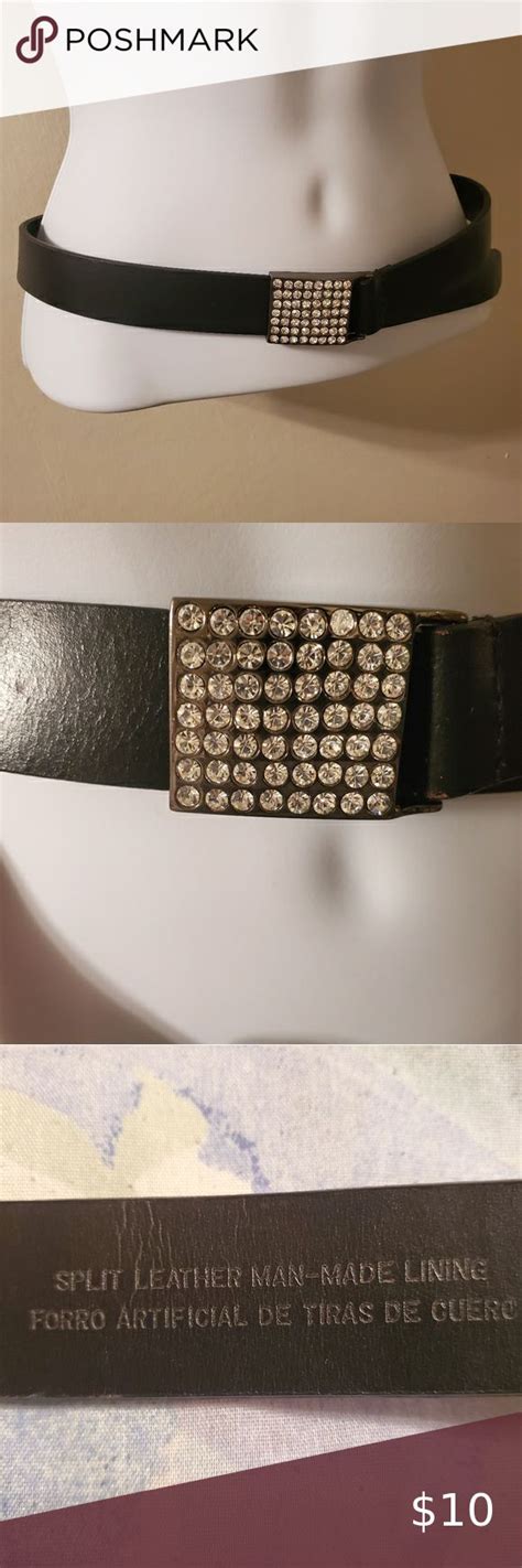 Belt With Rhinestones Black Leather Belt Belt Rhinestone