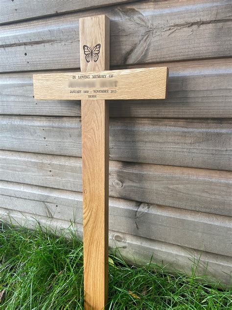 Wooden Memorial Cross 17 With Free Plaque And Engraving Etsy