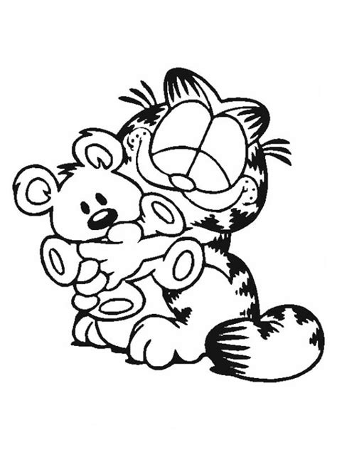 Hug it out coloring page. Garfield Hug Pooky Bear Coloring Page - NetArt