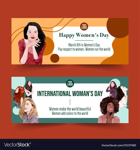 Women Day Banner Design With Watercolor Royalty Free Vector