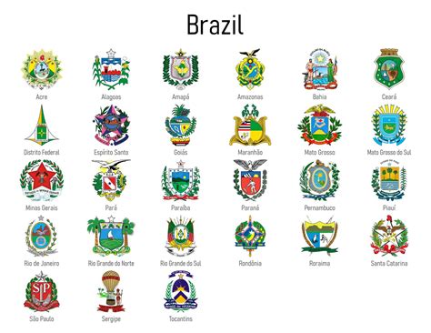 Brasão De Armas Dos Estados Do Brasil Coleção De Emblemas De Todas As