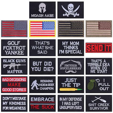 22 Pcs Tactical Patches Military Morale Patch Full Embroidery Patch Set
