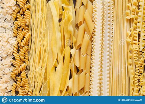 Different Types Of Pasta Soup Noodles And Spaghetti Stock